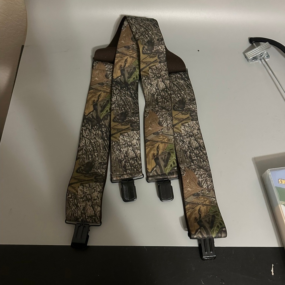 Mossy Oak Camo Suspenders Mens X-Back Adjustable Heavy Duty Hunting Made in USA